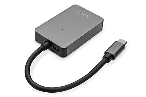 Digitus USB-C kortläsare - 2 portar - Höghastighets - MicroSD (TransFlash) - MicroSDHC - MicroSDXC - SD - SDHC - SDXC - Grå - 300 Mbit/s - Aluminium -