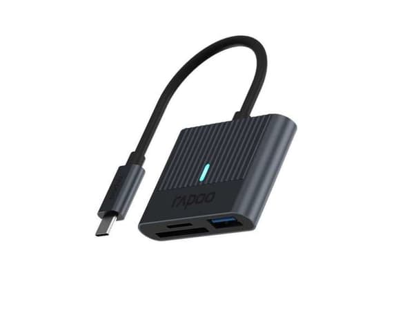 Rapoo UCR-3001, MMC, MicroSD (TransFlash), SD, SDHC, SDXC, Svart, 5000 Mbit/s, Aluminium, USB 3.2 Gen 1 (3.1 Gen 1) Typ-C, 54 mm