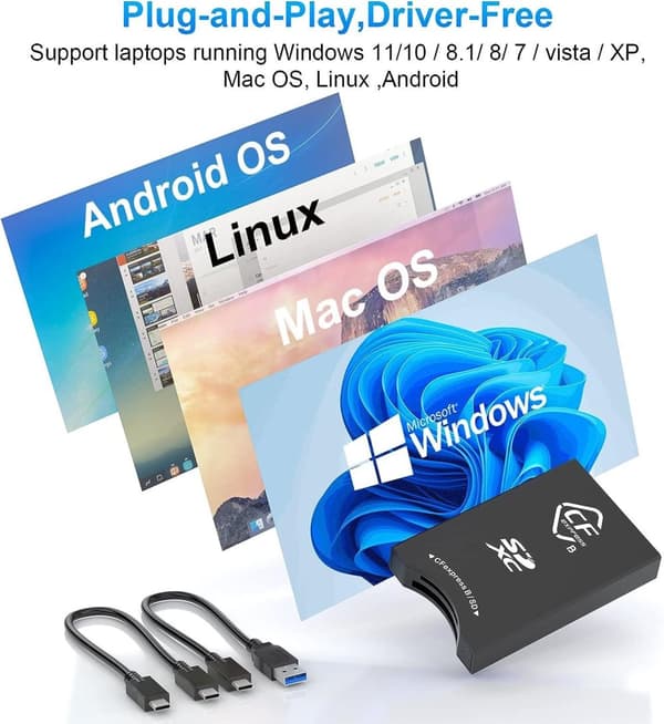 NÖRDIC USB-A,USB-C Kortläsare 2 Slot CFexpress Typ B SD 4.0 UHS-II