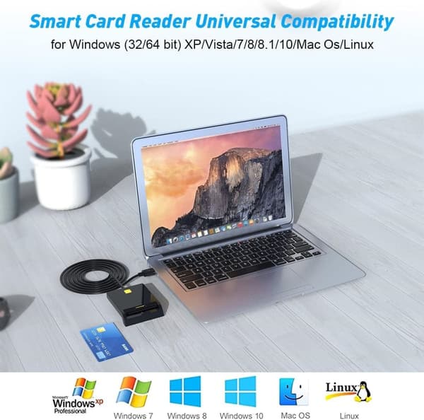 NÖRDIC USB-C Smartkort og SIM-kortlæser ISO7816 ID-kort EMV Kreditkort