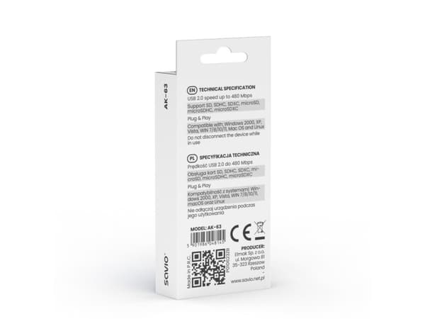 SAVIO AK-63 SD-kortläsare USB 2.0