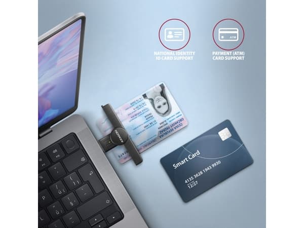 Czytnik kodów kreskowych Axagon CRE-SMPA Czytnik kart identyfikacyjnych PocketReader USB-A
