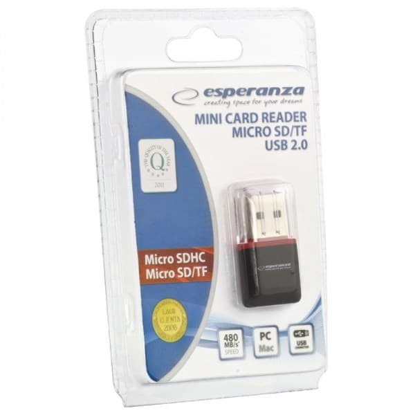 Esperanza EA134K kortlæser Sort, Sølv, Transparent USB 2.0