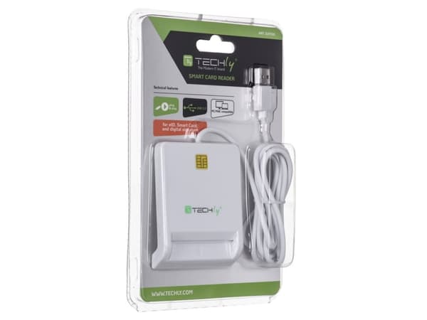 Techly Compact Smart Card Reader/Writer USB2.0 White I-CARD CAM-USB2TY, USB 2.0, 1,5 m, Vit, 107 g