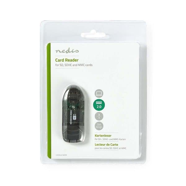 NEDIS čtečka paměťových karet/ MMC / SD / SDHC / USB 2.0/ černá