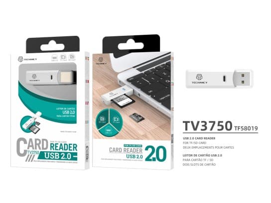 2in1 USB 2.0 Vit SD/TF Kortläsare