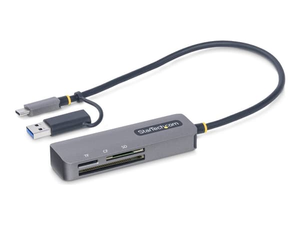 StarTech.com USB 3.0 Multi-Media muistikortinlukija, SD/microSD/CompactFlash-kortinlukija, Kannettava USB 5Gbps korttisovitin, Ulkoinen USB-C-kortinl