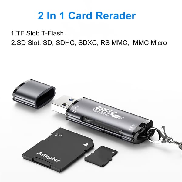 NÖRDIC USB-A 3.0 Kortläsare 2 Slot SD, MicroSD UHS-I