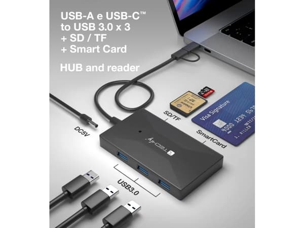 TECHly - Kortinlukija - USB 3.0/USB-C