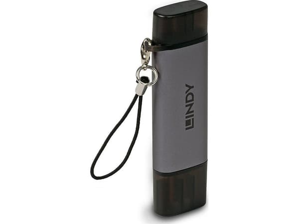 Lindy 43335, MiniSD, SD, Musta, Harmaa, 5000 Mbit/s, USB 3.2 Gen 1 (3.1 Gen 1) Type-A/Type-C, 0 - 45 °C, 78,5 mm