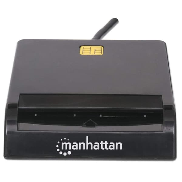 Manhattan USB-A Contact Smart Card Reader, 12 Mbps, Friktionstyp kompatibel, Extern, Windows eller
