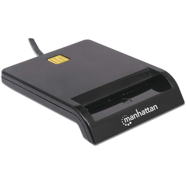 Manhattan USB-A Contact Smart Card Reader, 12 Mbps, Friktionstyp kompatibel, Extern, Windows eller