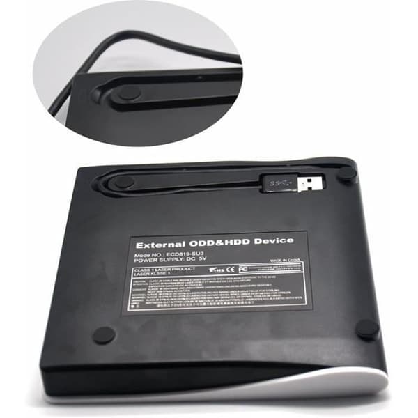 Extern DVD-enhet, Extern CD DVD-brännare USB 3.0, Ultratunn bärbar CD DVD-enhet +/- R ROM RW-inspelare för stationär dator, bärbar dator
