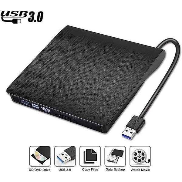Extern DVD-enhet, Extern CD DVD-brännare USB 3.0, Ultratunn bärbar CD DVD-enhet +/- R ROM RW-inspelare för stationär dator, bärbar dator