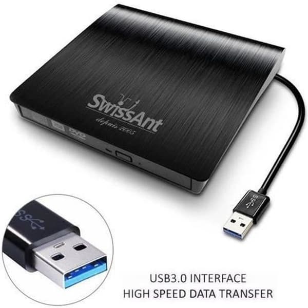 Extern DVD-brännare - Slim - USB 3.0 - Windows-kompatibel - Svart - Bärbar