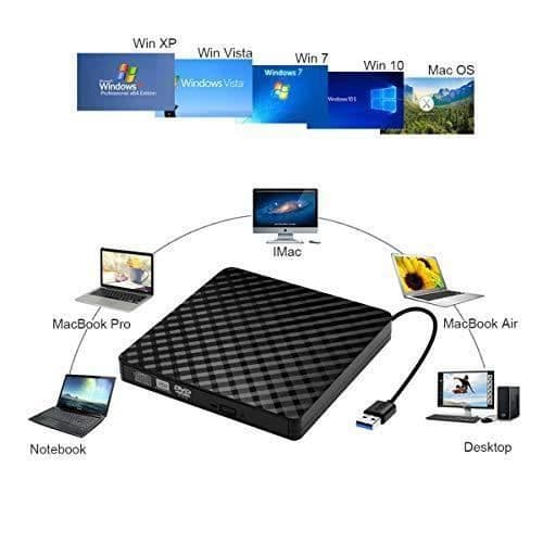 Extern CD DVD-spelare USB 3.0 - YIKXIULF - CD-brännare - Svart - Windows/Mac