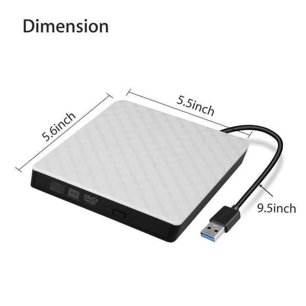 Extern CD DVD-spelare USB 3.0 - YIKXIULF - CD-brännare - Vit