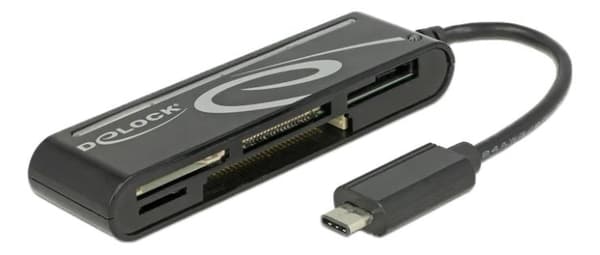 DeLOCK USB 2.0 Card Reader USBC male 5 Slots up to 480 Mbps black