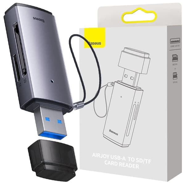 Baseus Lite-serien adapter SD/TF-kortleser USB grå (WKQX060013)