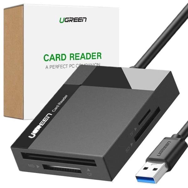 Ugreen USB 3.0 SD / micro SD / CF / MS minnekortleser svart (30231)