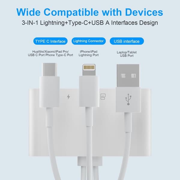 NÖRDIC USB-A, USB-C, Lightning-kortleser 2 spor SD, MicroSD 1xUSB-A, 1xAUX, 1xLightning-lading UHS-I