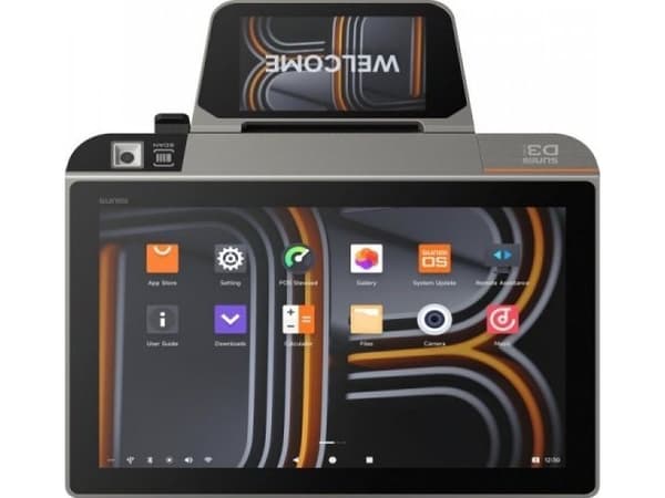 Sunmi Smart Desktop Terminal D3 Mini GMS EDLA A13 nettverksterminal, 10,1+4 tommer 3+32GB NFC