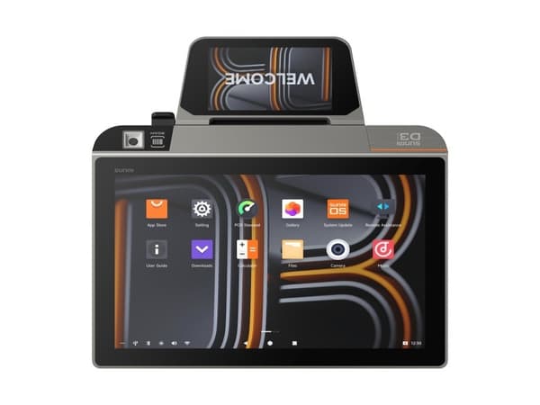 Sunmi Smart Desktop Terminal D3 Mini GMS EDLA A13 nettverksterminal, 10,1+4 tommer 3+32GB NFC