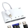Miniatyrbillede 1 af 7: NÖRDIC Lightning Kortlæser 2 Slot SD, MicroSD 3xUSB-A 1xLightning-opladning UHS-I