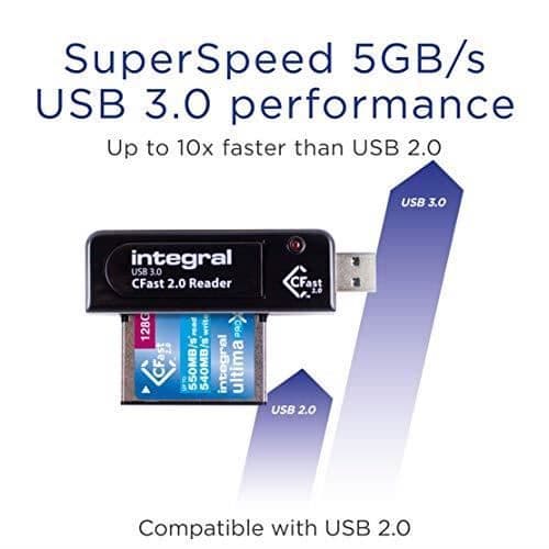 Kortläsare för CFast 2.0 - Integral - INCRUSB3.0CFAST - USB 3.0 - Hög Hastighet - Svart