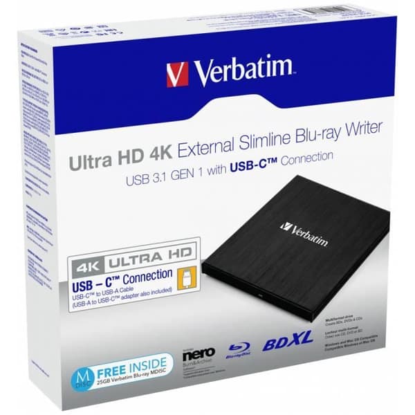 Verbatim Blu-ray Brenner extern Slim - Bluray-brännare - USB 3.0