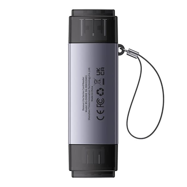 Baseus Lite Series SD/TF-hukommelseskortlæser, USB + USB-C (grå)