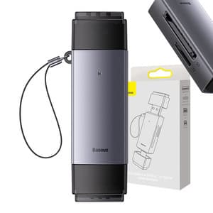 Baseus Lite Series SD/TF-hukommelseskortlæser, USB + USB-C (grå)