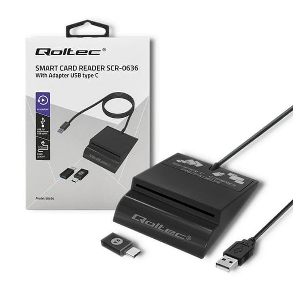 Kortlæser Qoltec 50636 Sort