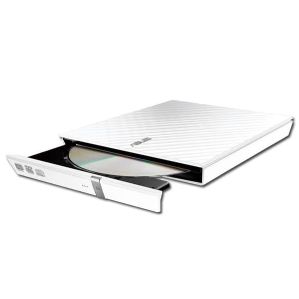 Asus SDRW-08D2S-U 8x Slim White USB 2.0 extern DVD-brännare med skivkryptering och dra-och-bränn