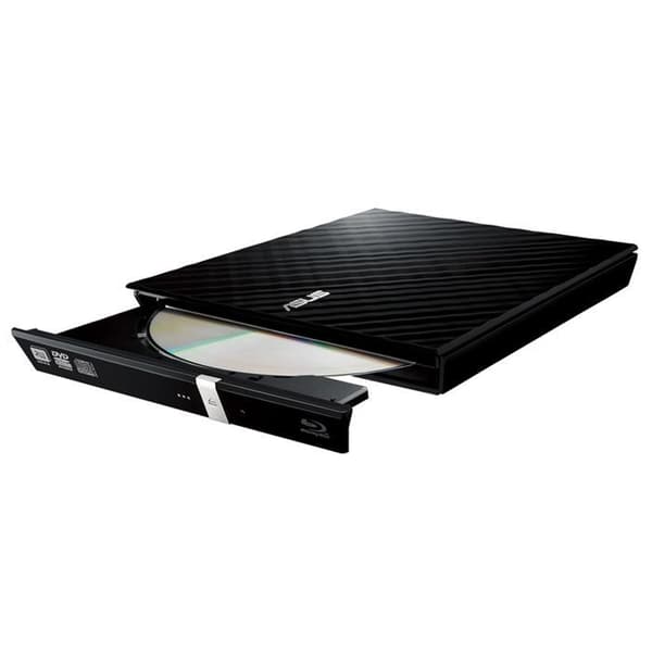 Asus SDRW-08D2S-U Smal svart extern DVD-brännare - USB 2.0 - Skivkryptering och dra-och-bränning
