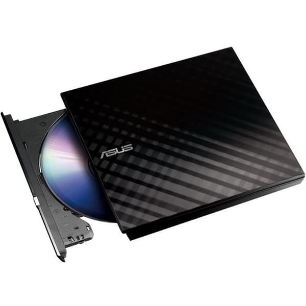 Asus SDRW-08D2S-U Smal svart extern DVD-brännare - USB 2.0 - Skivkryptering och dra-och-bränning Svart