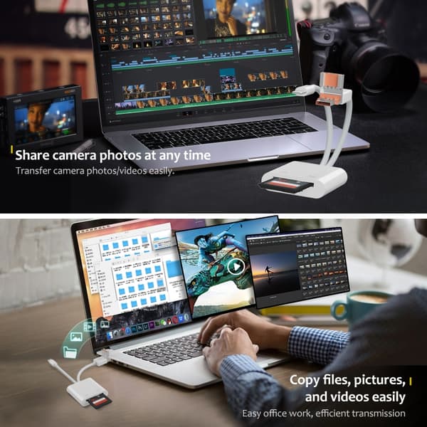 Minneskortläsare med Lightning, USB och MicroUSB – 3-i-1-lösning för filöverföring