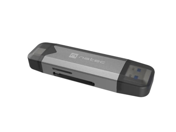 NATEC NCZ-2262, MicroSD (TransFlash), MicroSDHC, MicroSDXC, SDHC, SDXC, Sort, Mørkegrå, 5000 Mbit/s, USB 3.1, 20 mm, 74 mm