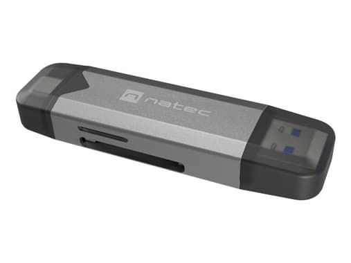 NATEC NCZ-2262, MicroSD (TransFlash), MicroSDHC, MicroSDXC, SDHC, SDXC, Sort, Mørkegrå, 5000 Mbit/s, USB 3.1, 20 mm, 74 mm