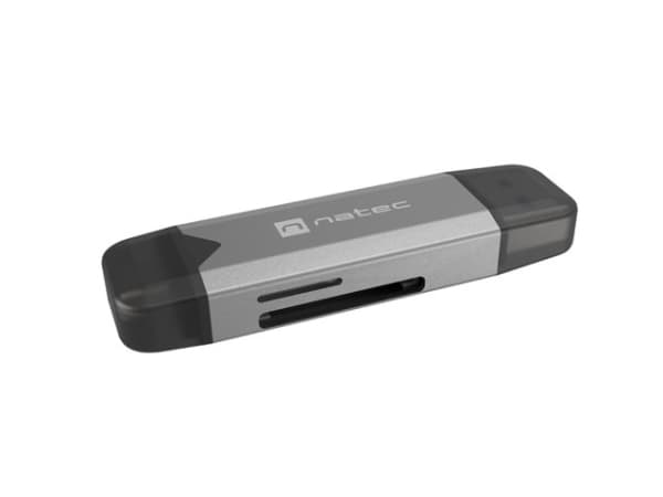 NATEC NCZ-2262, MicroSD (TransFlash), MicroSDHC, MicroSDXC, SDHC, SDXC, Sort, Mørkegrå, 5000 Mbit/s, USB 3.1, 20 mm, 74 mm