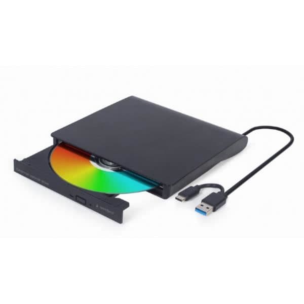 USB extern DVD-läsare och -inspelare - GEMBIRD - DVD-USB-03 - Svart - USB Type-C - DVD±RW Svart