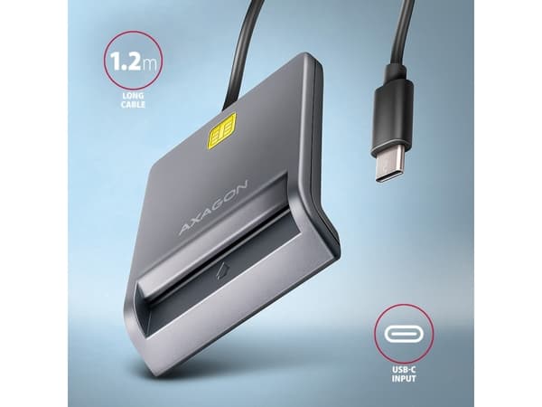 Axagon CRE-SM3TC, SmartMedia, Grå, 480 Mbit/s, Plast, CE, RoHS, USB 2.0 Type-C
