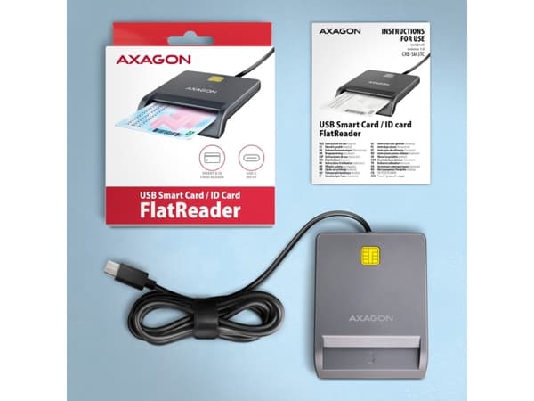Axagon CRE-SM3TC, SmartMedia, Grå, 480 Mbit/s, Plast, CE, RoHS, USB 2.0 Type-C