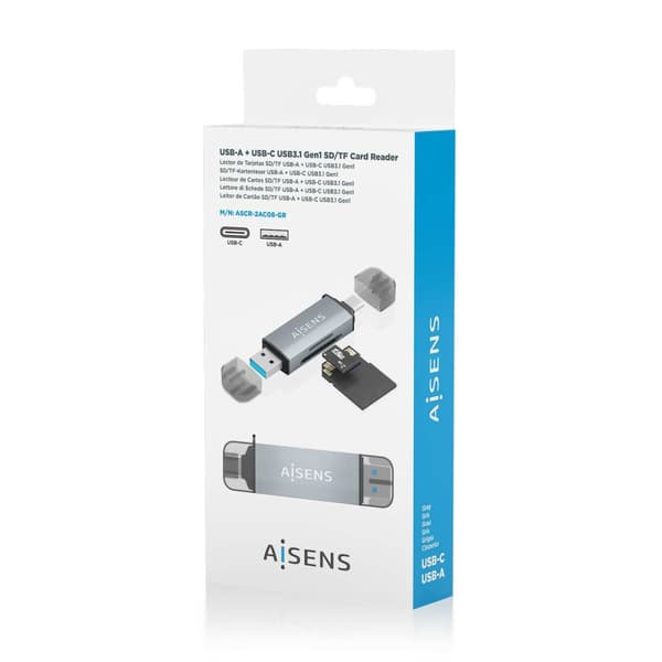 Ekstern Kortleser Aisens ASCR-2AC08-GR Grå