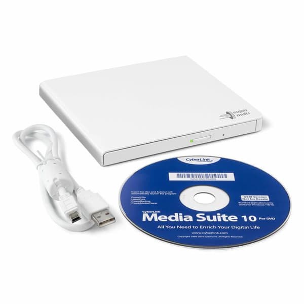 Extern DVD-brännare - Hitachi-LG - GP57EW40 - USB 2.0 - Vit - CD/DVD-ROM - 24x/8x/8x/6x - M-DISC