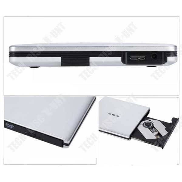 Extern USB 3.0 bärbar CD- och DVD-RW optisk läsare/skrivare Blu-ray-enhet kompatibel med Windows och Mac