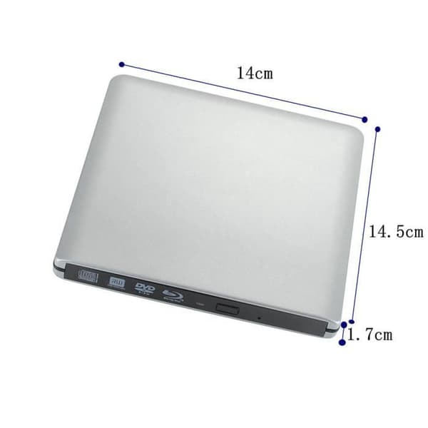 Extern USB 3.0 bärbar CD- och DVD-RW optisk läsare/skrivare Blu-ray-enhet kompatibel med Windows och Mac