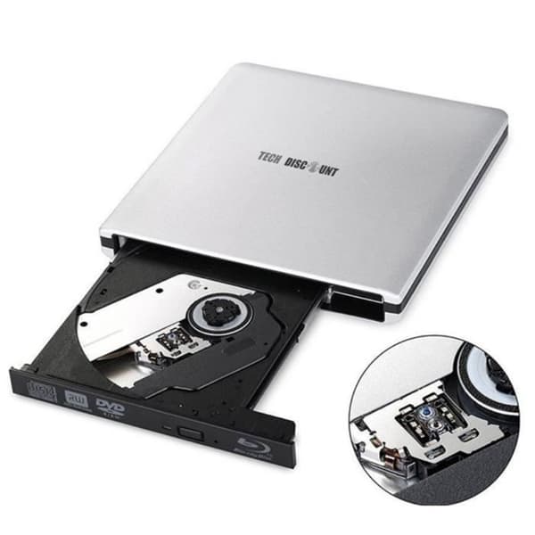 Extern USB 3.0 bärbar CD- och DVD-RW optisk läsare/skrivare Blu-ray-enhet kompatibel med Windows och Mac