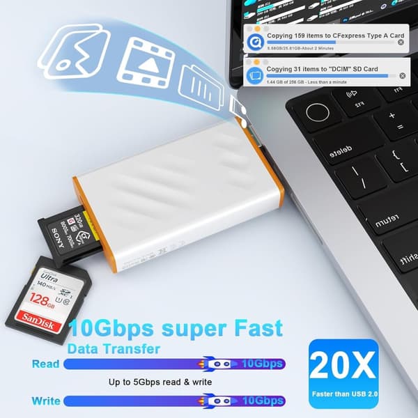 NÖRDIC USB-A, USB-C 3.0 Kortinlukija 2 Slot CFexpress Type A, SD3.0 UHS-I