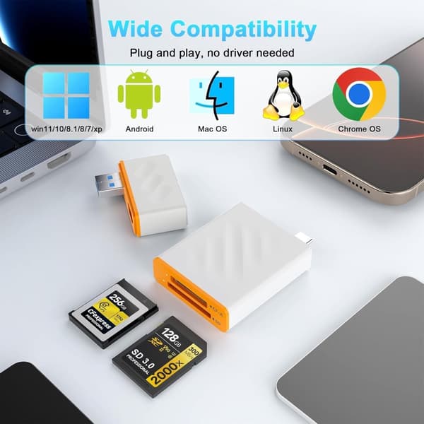NÖRDIC USB-A, USB-C 3.0 Kortinlukija 2 Slot CFexpress Type A, SD3.0 UHS-I